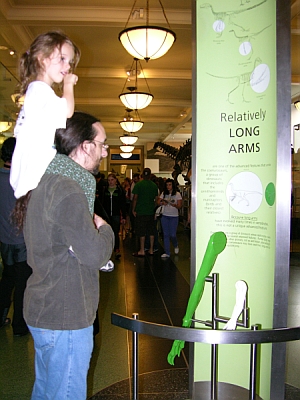 Peo and Daddy read about relatively long arms.